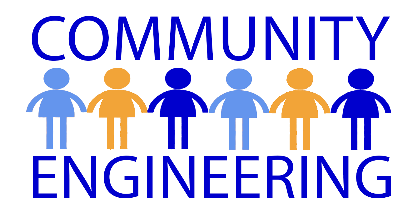 Logo of people holding hands that reads "Community Engineering"